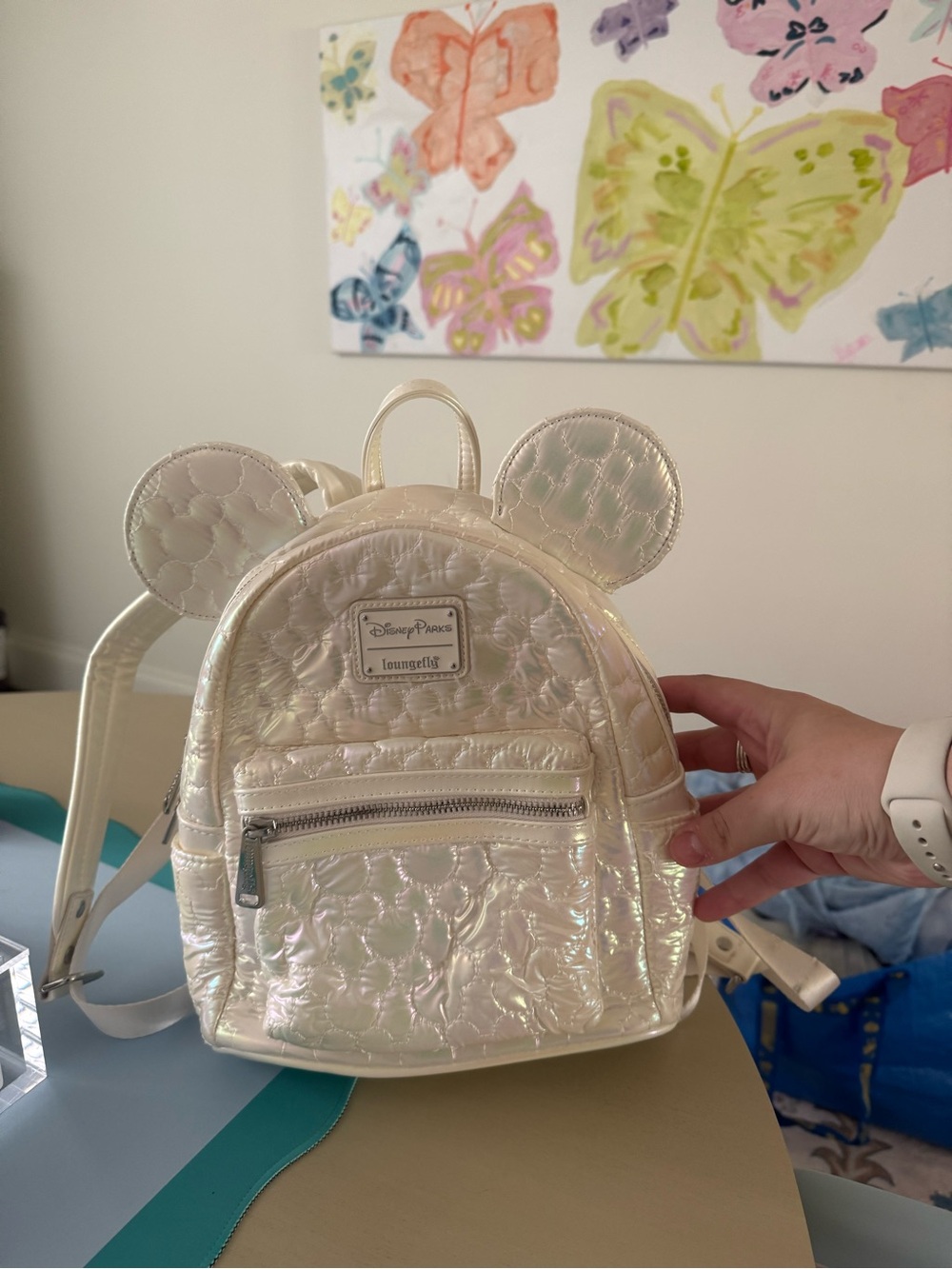 Disney Iridescent Pearl Kids Backpack in Cream